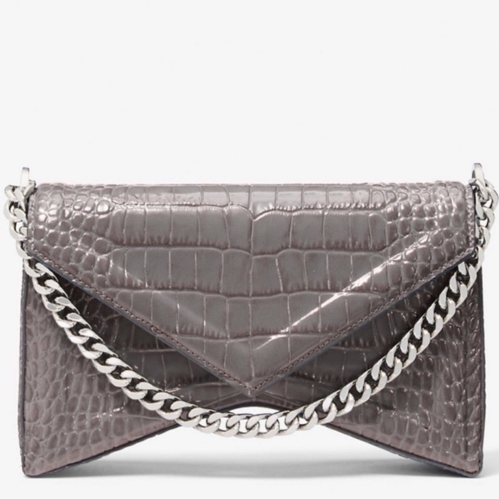 Michael Kors Collection Manhattan Medium Crocodile Embossed Patent Leather Bag - Picture 2 of 11
